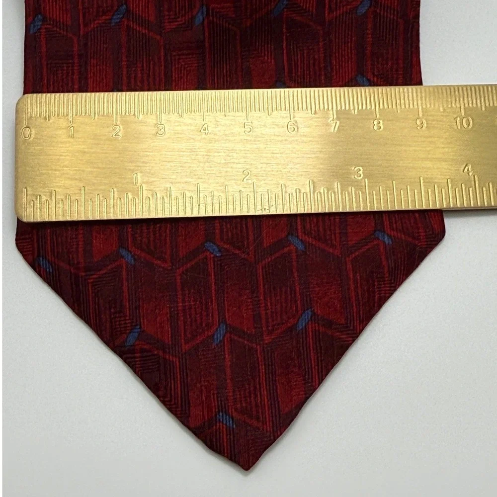 Jos. A. Bank Silk Tie OS Red Geometric Corporate Professional Classic Preppy